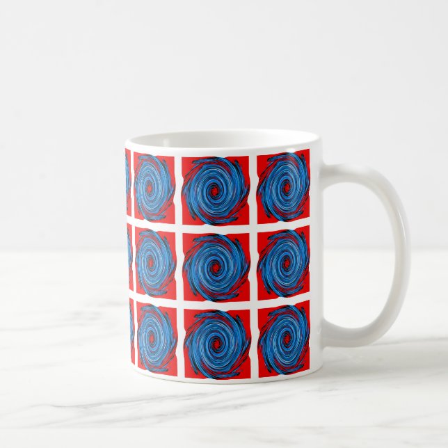 Taza De Café Patrón abstracto de remolque rojo azul (Derecha)