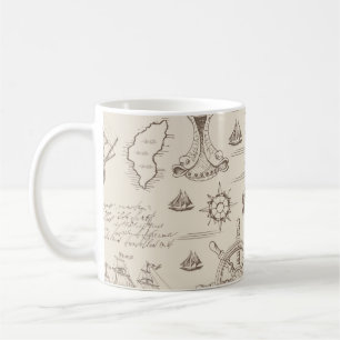 Taza De Café Patrón abstracto e ininterrumpido de vintage sobre