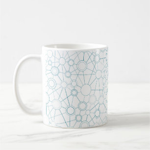 Taza De Café Patrón abstracto en azul con líneas y puntos