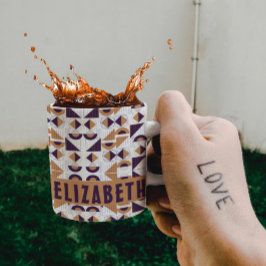 Taza De Café Patrón abstracto estético púrpura y dorado