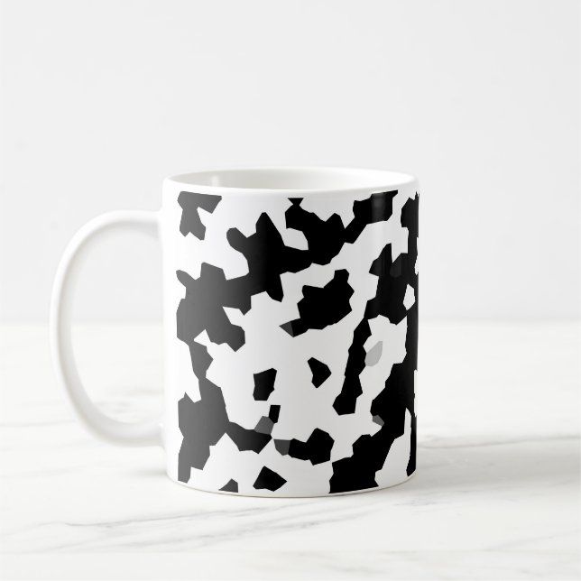 Taza De Café Patrón abstracto irregular de fractal blanco negro (Izquierda)
