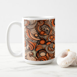 Taza De Café Patrón abstracto moderno de naranja y melocotón