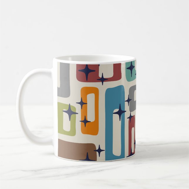 Taza De Café Patrón abstracto moderno del siglo medio retro (Izquierda)