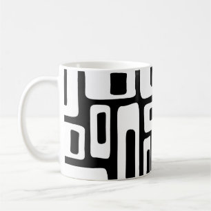 Taza De Café Patrón abstracto negro y blanco de mediados de sig