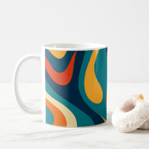 Taza De Café Patrón abstracto ondulado retro moderno