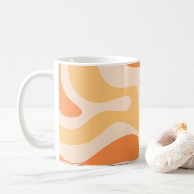 Taza De Café Patrón abstracto retro líquido en Naranja suave (Con donut)