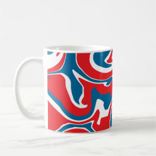 Taza De Café Patrón abstracto rojo blanco y azul