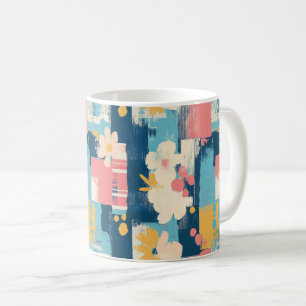 Taza De Café Patrón abstrato de color de agua vintage floral (5