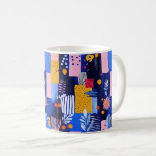 Taza De Café Patrón abstrato de color de agua vintage floral (8