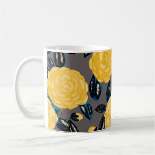 Taza De Café Patrón acuarela sin fisuras con flores camellias.