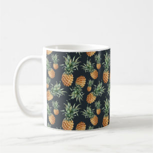 Taza De Café Patrón acuarela sin fisuras con piña madura. H