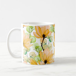 Taza De Café Patrón acuarela transparente con flores de magnoli