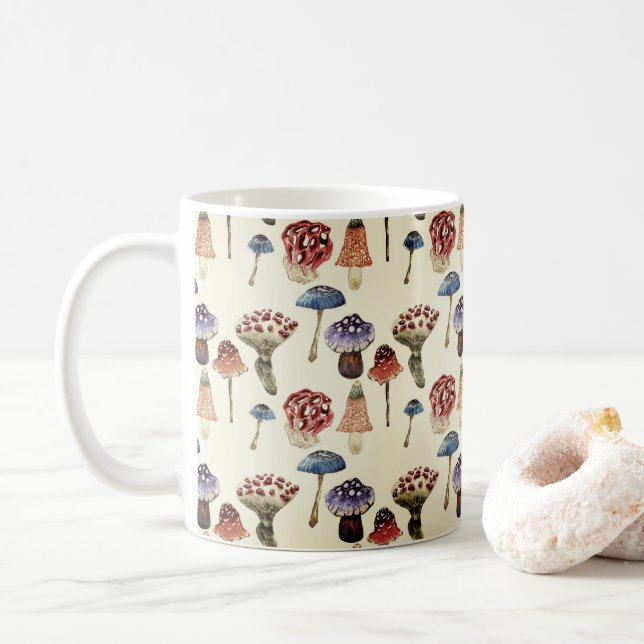 Taza De Café Patrón acuático con hongos coloridos (Con donut)