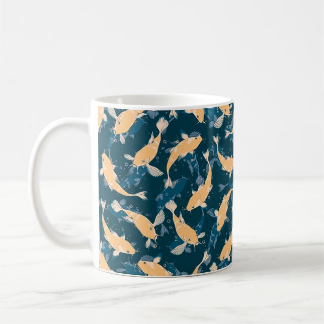 Taza De Café Patrón amarillo y azul - Koi Fish (Izquierda)