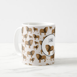 Taza De Café Patrón animal de león de jungla personalizado