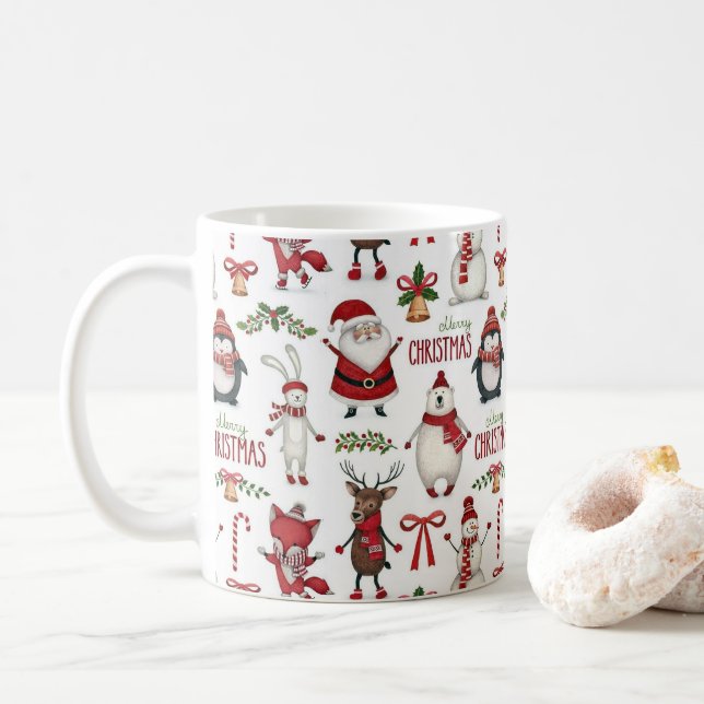 Taza De Café Patrón animal de los navidades (Con donut)