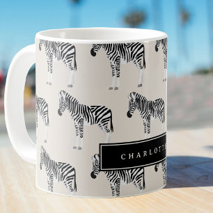 Taza De Café Patrón animal exótico de cebra Beige