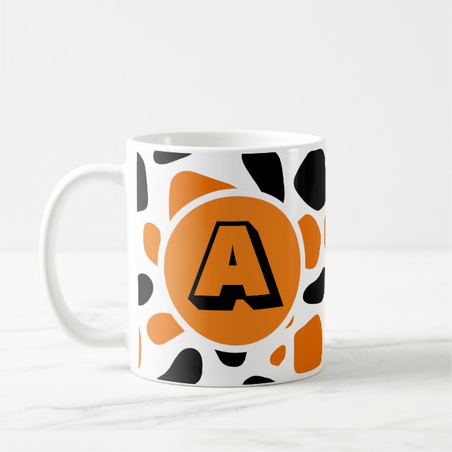 Taza De Café Patrón animal Monograma Mug (Izquierda)