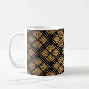 Taza De Café Patrón Art Decó. Grupo de fondo negro y dorado sin