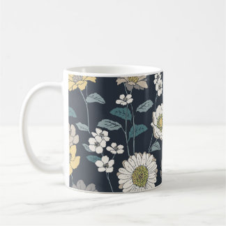 Taza De Café Patrón artístico floral, sin fisuras.