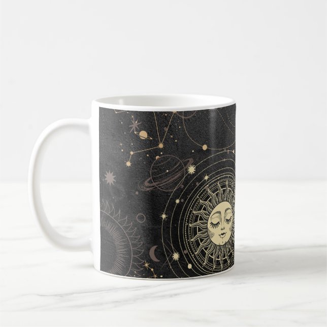Taza De Café Patrón Astrológico de Oro Negro (Izquierda)