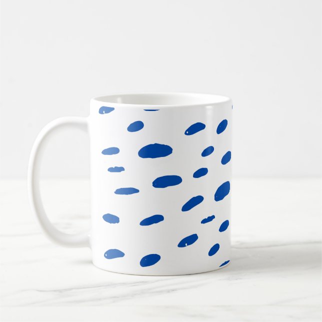 Taza De Café Patrón azul cobalto de puntos de polka (Izquierda)