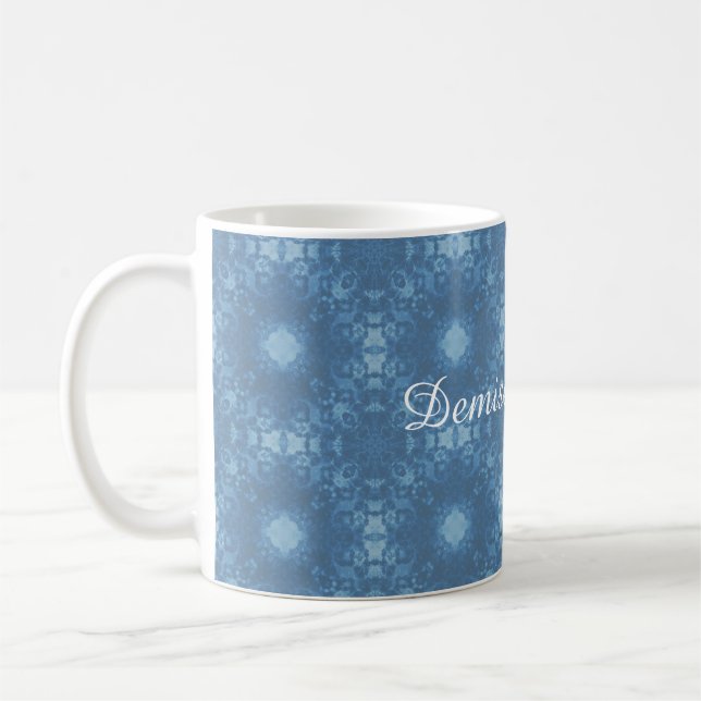 Taza De Café Patrón azul de firma | Demise Darling (Izquierda)