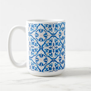 Taza De Café Patrón azul de mosaico mediterráneo - Elegante Azu