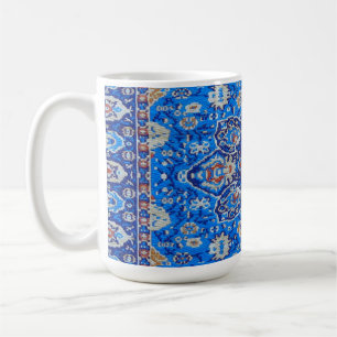Taza De Café Patrón azul geométrico persa de mediados de siglo