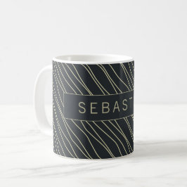 Taza De Café Patrón azul oscuro rayado personalizado