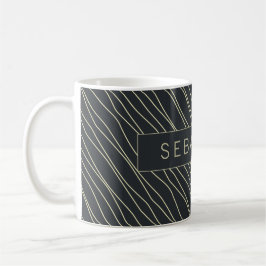 Taza De Café Patrón azul oscuro rayado personalizado