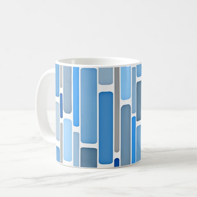 Taza De Café Patrón azul pastel y gris, (Anverso izquierdo)