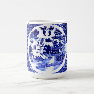 Taza De Café Patrón azul salvaje antiguo vintage alrededor de 1