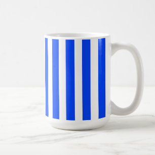 Taza De Café Patrón azul y blanco de rayas verticales