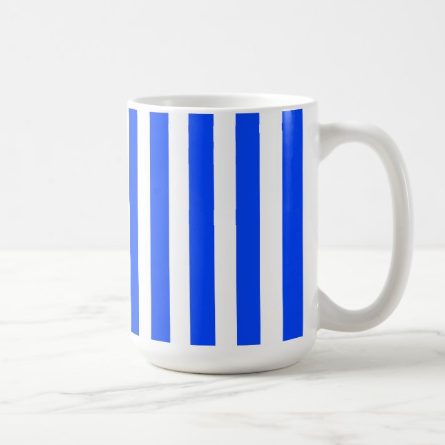 Taza De Café Patrón azul y blanco de rayas verticales (Derecha)