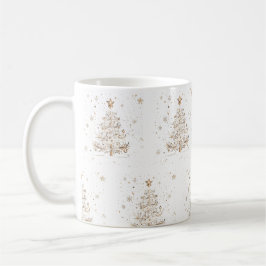 Taza De Café Patrón Beige de árbol de Navidad sin soldadura