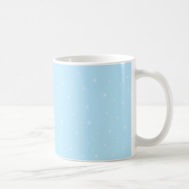 Taza De Café Patrón blanco azul claro de copos de nieve (Derecha)