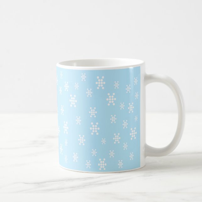 Taza De Café Patrón blanco azul claro de copos de nieve (Derecha)