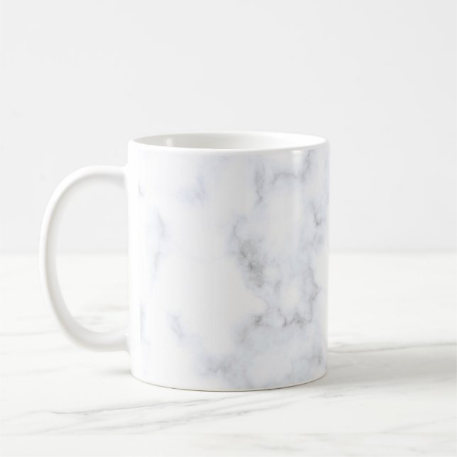 Taza De Café Patrón blanco de textura de mármol (Izquierda)