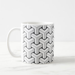 Taza De Café Patrón blanco negro de cubos isométricos