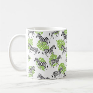 Taza De Café Patrón blanco sin foco con cebras. ilustracion