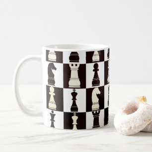 Taza De Café Patrón blanco y negro del tablero de ajedrez