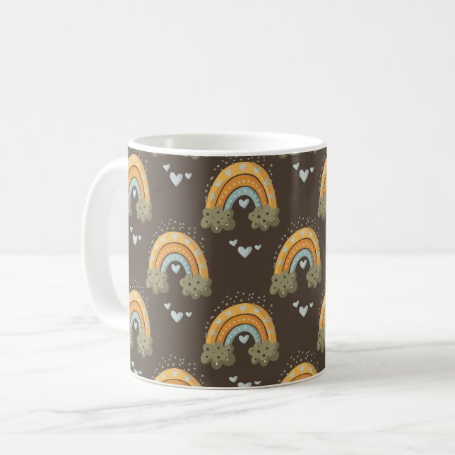 Taza De Café Patrón bohemio de arcos de lluvia (Anverso izquierdo)