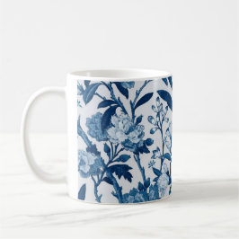Taza De Café Patrón botánico azul