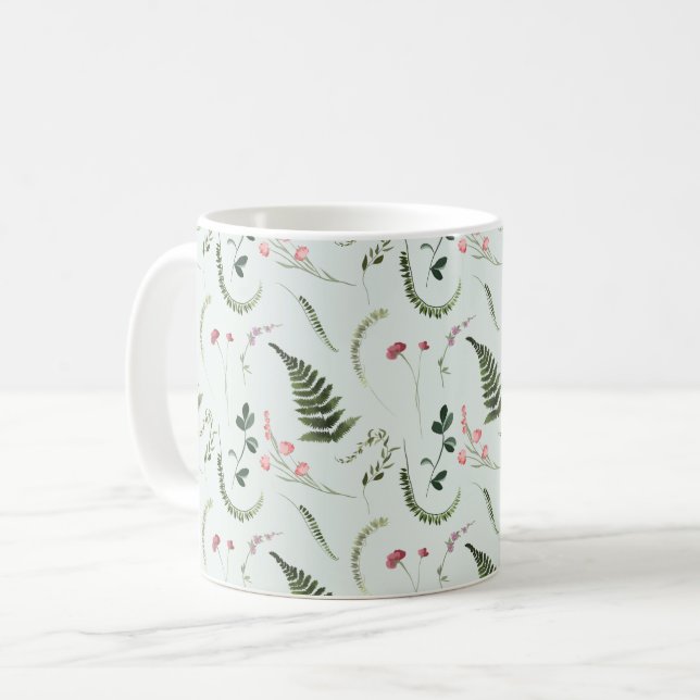Taza De Café Patrón botánico de flores silvestres acuáticas (Anverso izquierdo)