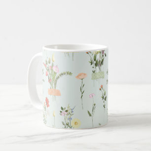 Taza De Café Patrón botánico de flores silvestres acuáticas