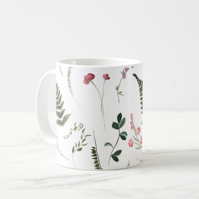 Taza De Café Patrón botánico de flores silvestres de bonito (Anverso izquierdo)