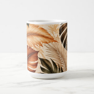 Taza De Café Patrón Botánico Monstera Tropical de Otoño