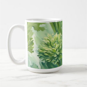 Taza De Café Patrón Botánico Verde Apio Lujurioso