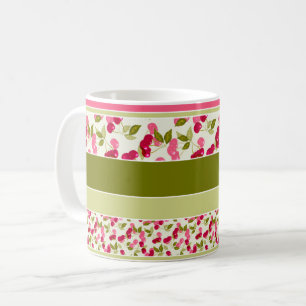 Taza De Café Patrón brillante de verano de rayas de tela multic